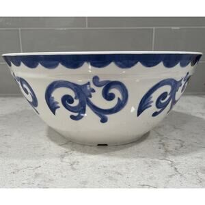 BLUE ROSE SCROLL Large Serving / Chip Bowl 10.25 x 4.5” ARTISAN DE LUXE Melamine